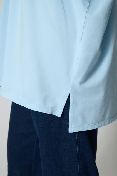 Cotton Jersey Relaxed Top in Sky Blue