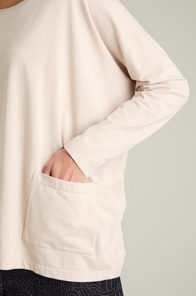 Cotton Jersey Pocket Top in Ecru and Night