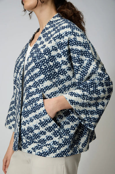 Diamond Tie Dye Jersey Jacket in Night Ecru