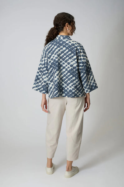 Diamond Tie Dye Jersey Jacket in Night Ecru