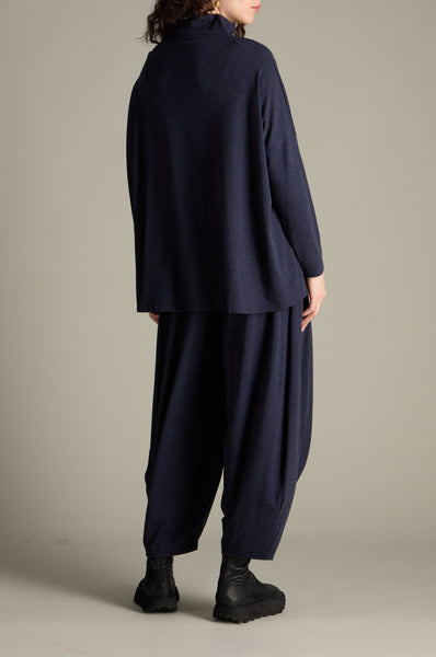 Soft Viscose Jersey Roll Neck Top in Night