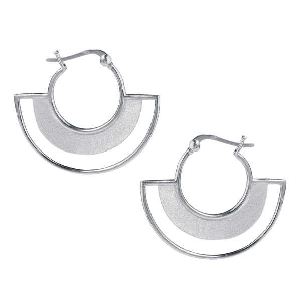 Large Silver Deco Hoop Earring