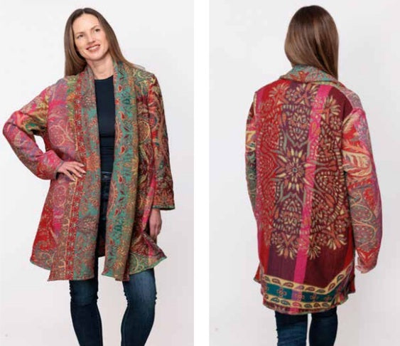 Thar Jacket Pure Wool In Paisley Multi - Reversible
