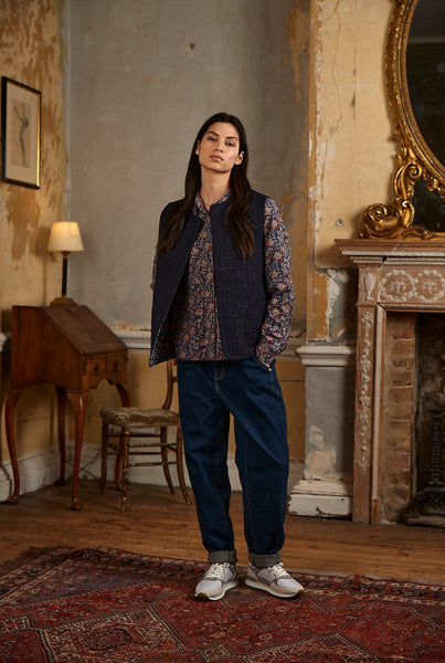 Ada Reversible Waistcoat in Marine Navy Blazer