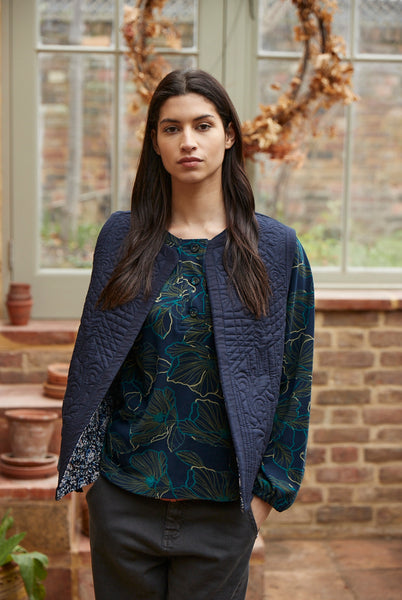 Ada Reversible Waistcoat in Marine Navy Blazer