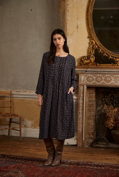 Andi Dress Amelia Print Navy Blazer