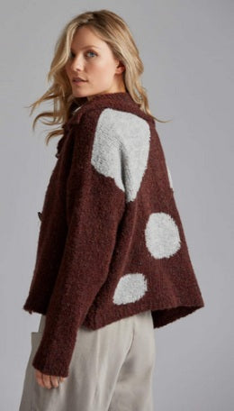 Cardi in Plum with Circle Pattern on Back