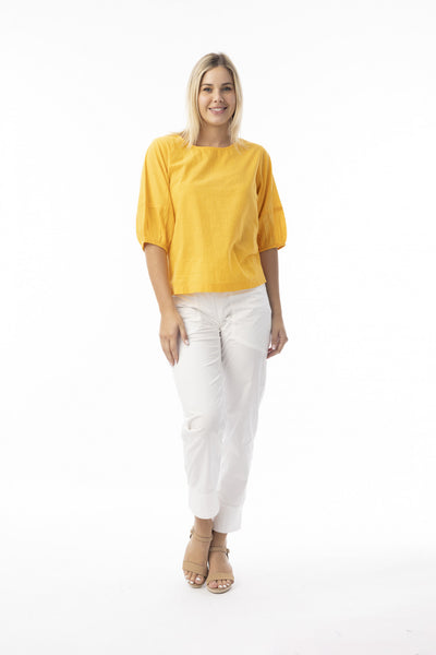 Cotton Slub Essentials Top in Saffron and Pink