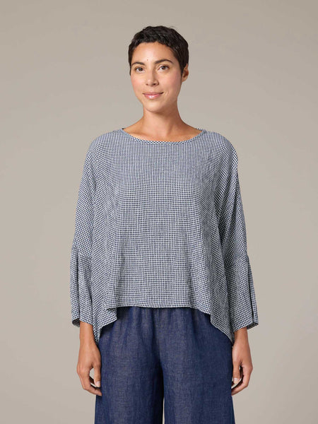 One Size Crinkle Check Crop Top in Naval