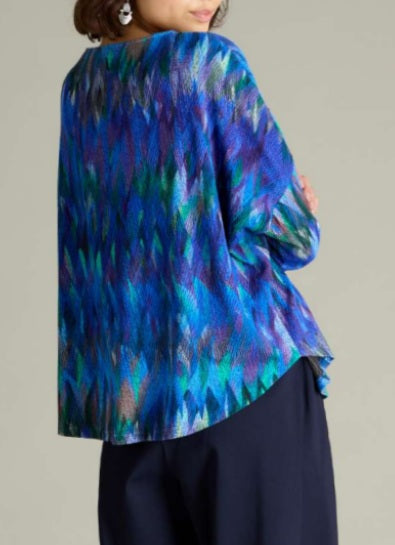 Abstract Feather Jersey Top Multi