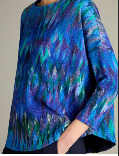 Abstract Feather Jersey Top Multi