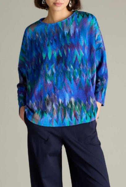 Abstract Feather Jersey Top Multi