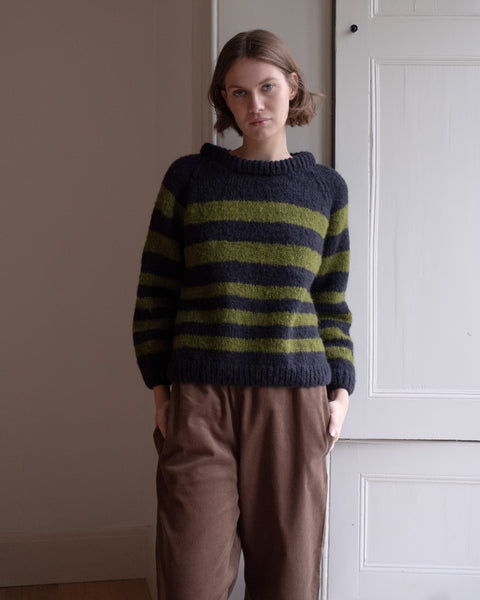 Force Five Jumper in Navy & Chartreuse Stripe