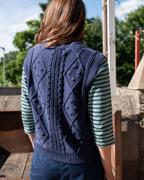 Lora Knitted Gilet in Indigo