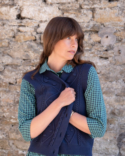 Lora Knitted Gilet in Indigo
