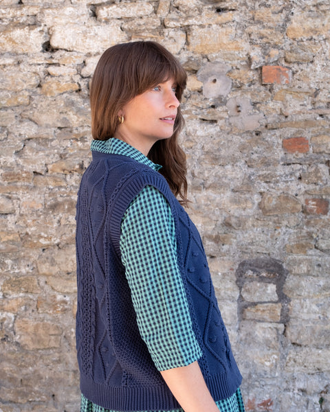 Lora Knitted Gilet in Indigo