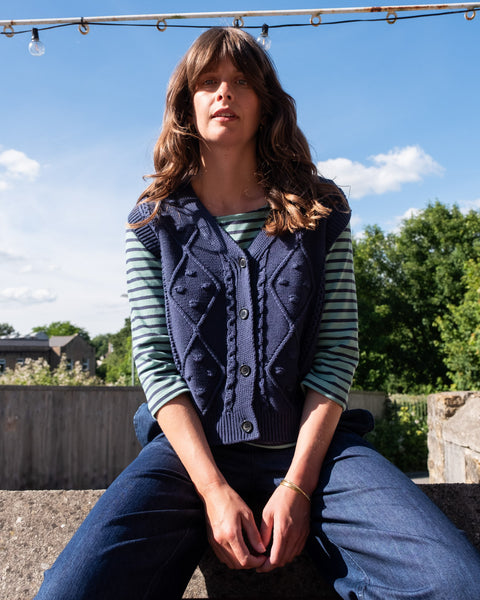 Lora Knitted Gilet in Indigo