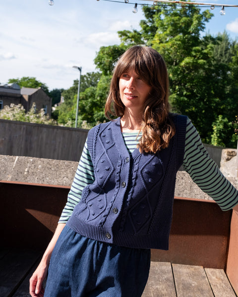 Lora Knitted Gilet in Indigo