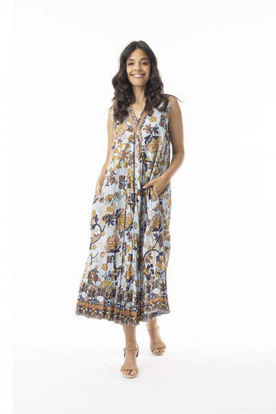 Maceio V Neck Sleeveless Dress in Blue