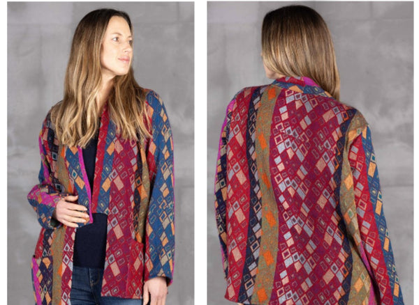 Moksha Merino Wool Reversible Jacket in Aztec