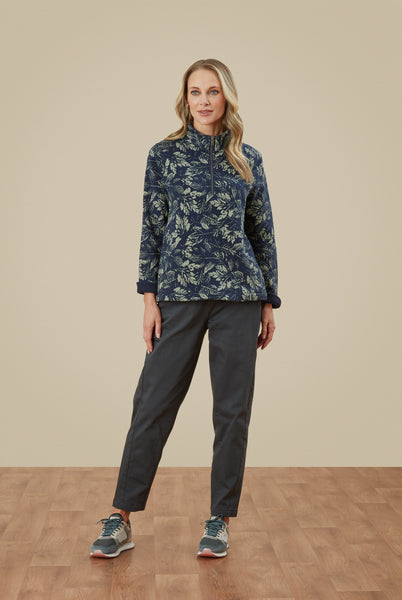 Noia Printed Sweatshirt Textured Leaf Navy Blazer