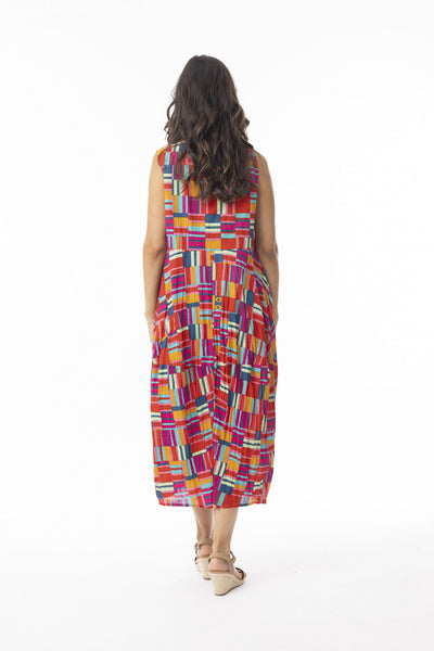 Peru Print Sleeveless Bubble Dress