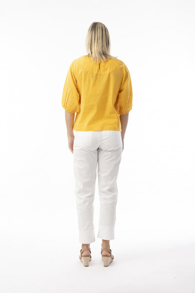 Cotton Slub Essentials Top in Saffron and Pink
