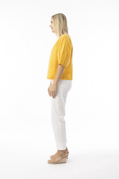 Cotton Slub Essentials Top in Saffron and Pink