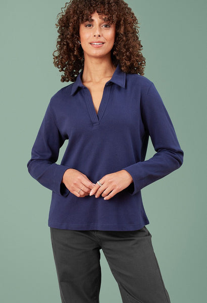 Sora Brushed Cotton Top Autumn Green and Sapphire Reign