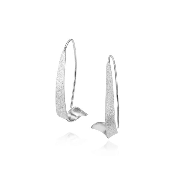 Silver Sculpted Threader Hoop Earrings