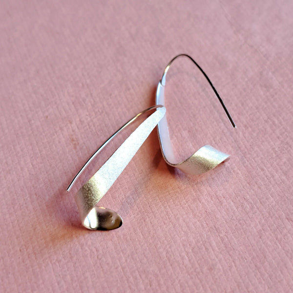 Silver Sculpted Threader Hoop Earrings