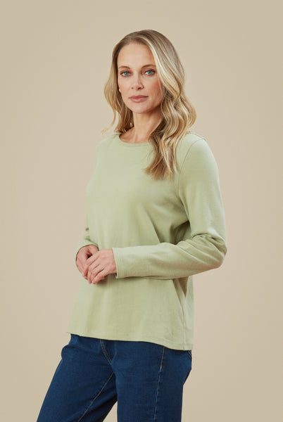 Veesha Top Brushed Interlock Deepest Teal and Tea