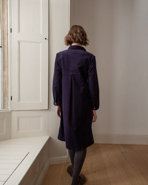 Alexa Shirt Dress in Navy Thin Cord