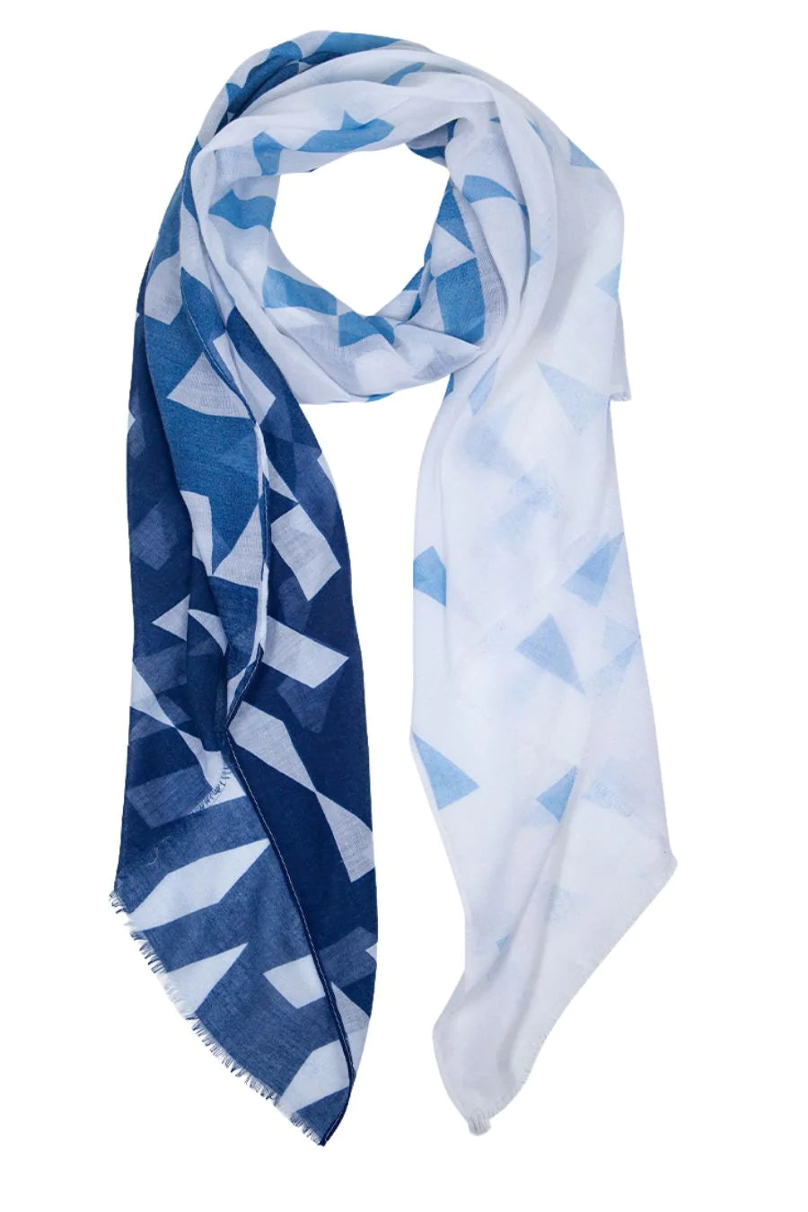 Navy Blue Retro Shape Two Tone Scarf